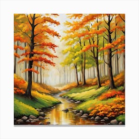 Forest In Autumn In Minimalist Style Square Composition 328 Canvas Print