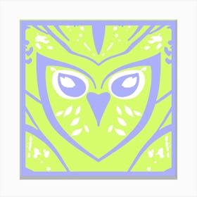 Chic Owl Grey And Green  Canvas Print