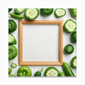 Frame With Cucumbers On White Background Canvas Print