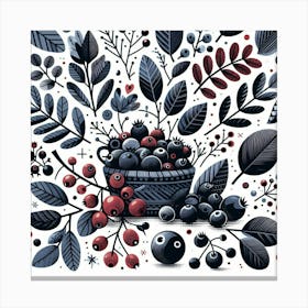 Scandinavian Art, Aronia berries ​ 2 Canvas Print