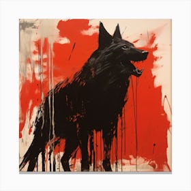 Wolf On Red Canvas Print