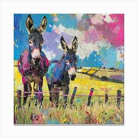 Kitsch Collage Of Donkeys 3 Canvas Print