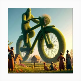 Green Man On A Bike 3 Canvas Print