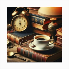 Old Books And Coffee Canvas Print