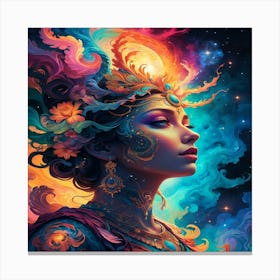 Woman With Colorful Hair 2 Canvas Print