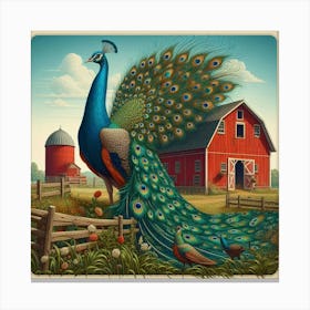 Peacock On The Farm Canvas Print