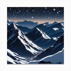 Mountain Landscape At Night Canvas Print