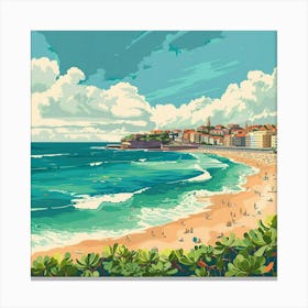 Beach Scene In Portugal Canvas Print