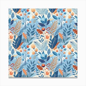 Berries Foliage Seasons Branches Seamless Background Nature Canvas Print