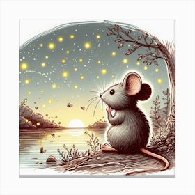 Mouse Starry Night Canvas Print