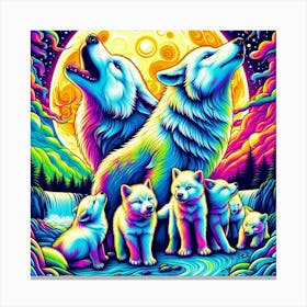 Vivid and Lucid Wolf Family Canvas Print