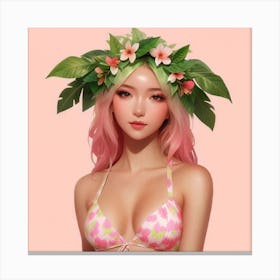 Asian Girl In Bikini Canvas Print