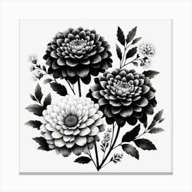 Black and white flowers 1 Canvas Print