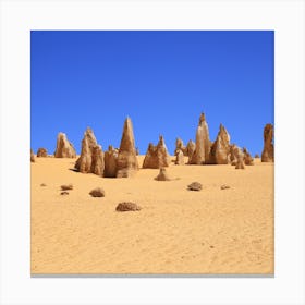 Sandy pinacles and the blue sky in Western Australia Canvas Print
