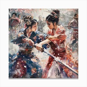 Samurai Women Fighting Canvas Print