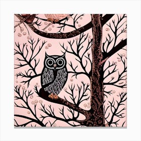 Owls On Branches Canvas Print