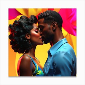 Man And Woman Kissing Canvas Print