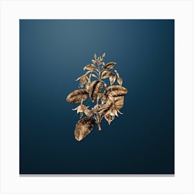 Gold Botanical Standish's Fuchsia Flower Branch on Dusk Blue n.1118 Canvas Print