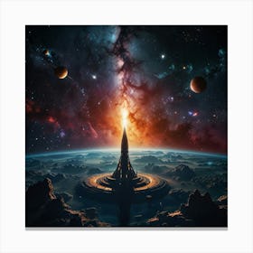 Spaceship In Space Canvas Print