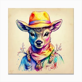 Deer In A Hat 8 Canvas Print