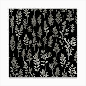 Black And Silver Leaves Canvas Print