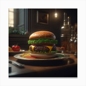 Burger On A Plate 122 Canvas Print