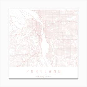 Portland Oregon Light Pink Minimal Street Map Square Canvas Print