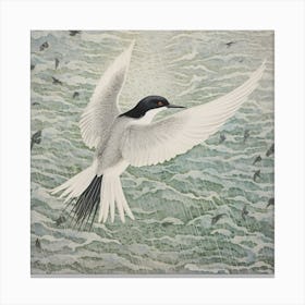 Ohara Koson Inspired Bird Painting Common Tern 2 Square Canvas Print