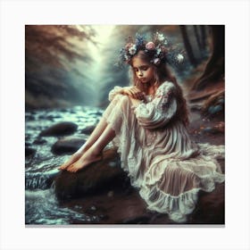 Fairy Girl In The Forest 11 Canvas Print