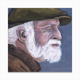 Old Man With Hat Square Canvas Print