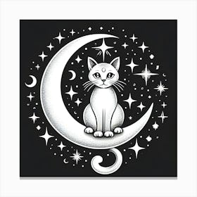 Cat On The Moon 6 Canvas Print