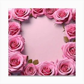 Pink Roses Frame 10 Canvas Print