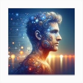 Masculine Digital Profile Photo Canvas Print