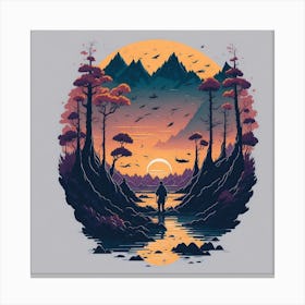 Sunset In The Woods Canvas Print