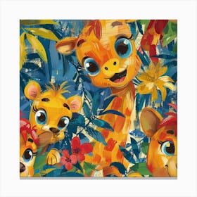 Giraffes In The Jungle 1 Canvas Print