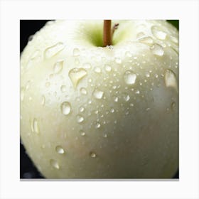 White Apple With Water Droplets Canvas Print