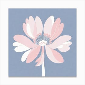 A White And Pink Flower In Minimalist Style Square Composition 525 Canvas Print