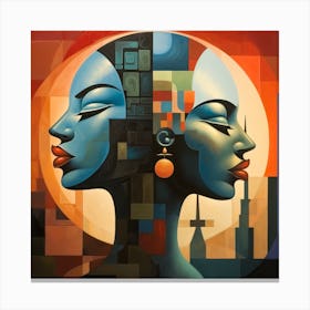 Portrait Of Two Women Canvas Print