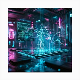 Cyber Interface With Intricate Neural Connections Symbolizing Ai And Human Cognitive Interaction Ne (1) 2 Canvas Print