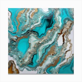 Turquoise And Gold Abstract Painting Canvas Print