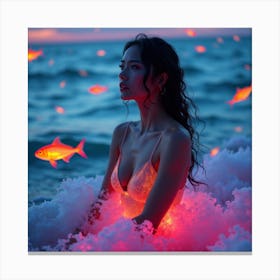 Pink Fish In The Ocean Canvas Print