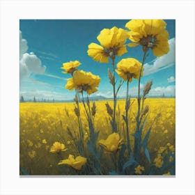 Yellow Flowers In A Field 43 Canvas Print