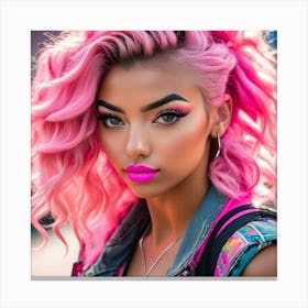 Pink Haired Girl kl 1 Canvas Print