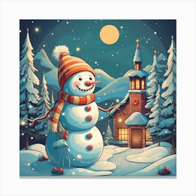 Snowman In The Snow 11 Canvas Print