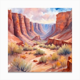 Canyons Watercolor Painting Canvas Print