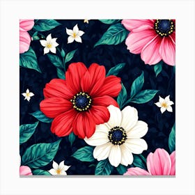 Seamless Pattern With Flowers Canvas Print