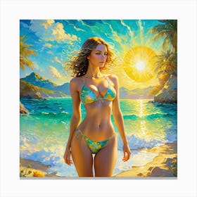 Woman On The Beach fd Canvas Print