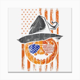 American Flag Pumpkin Witch Hat Graphic Halloween Costume Canvas Print