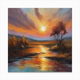 Sunset By The River Canvas Print