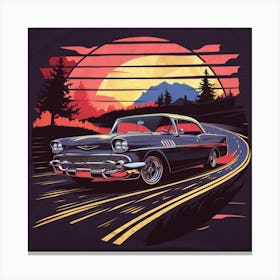 Classic Car At Sunset 3 Canvas Print